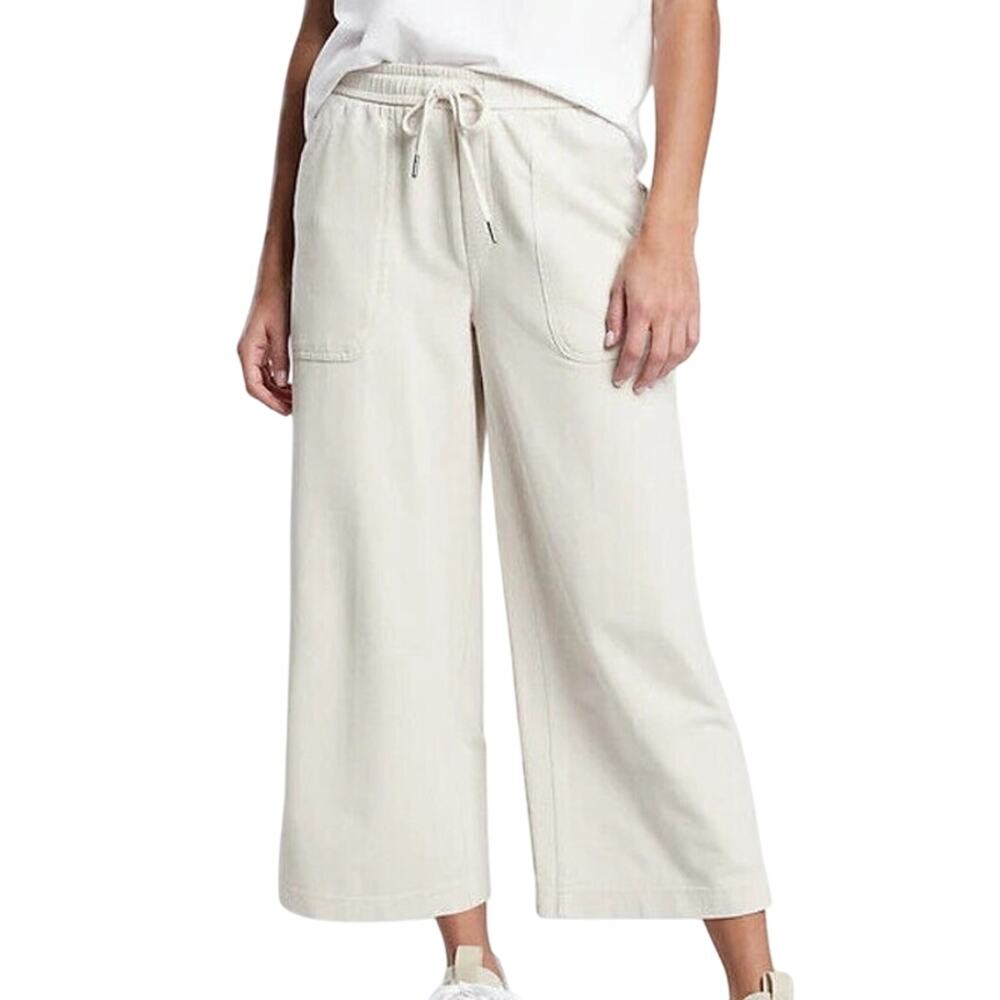 Athleta NWT Farallon Heathered Wide Leg Crop Oatmeal Size 24 Elastic Waist Cozy